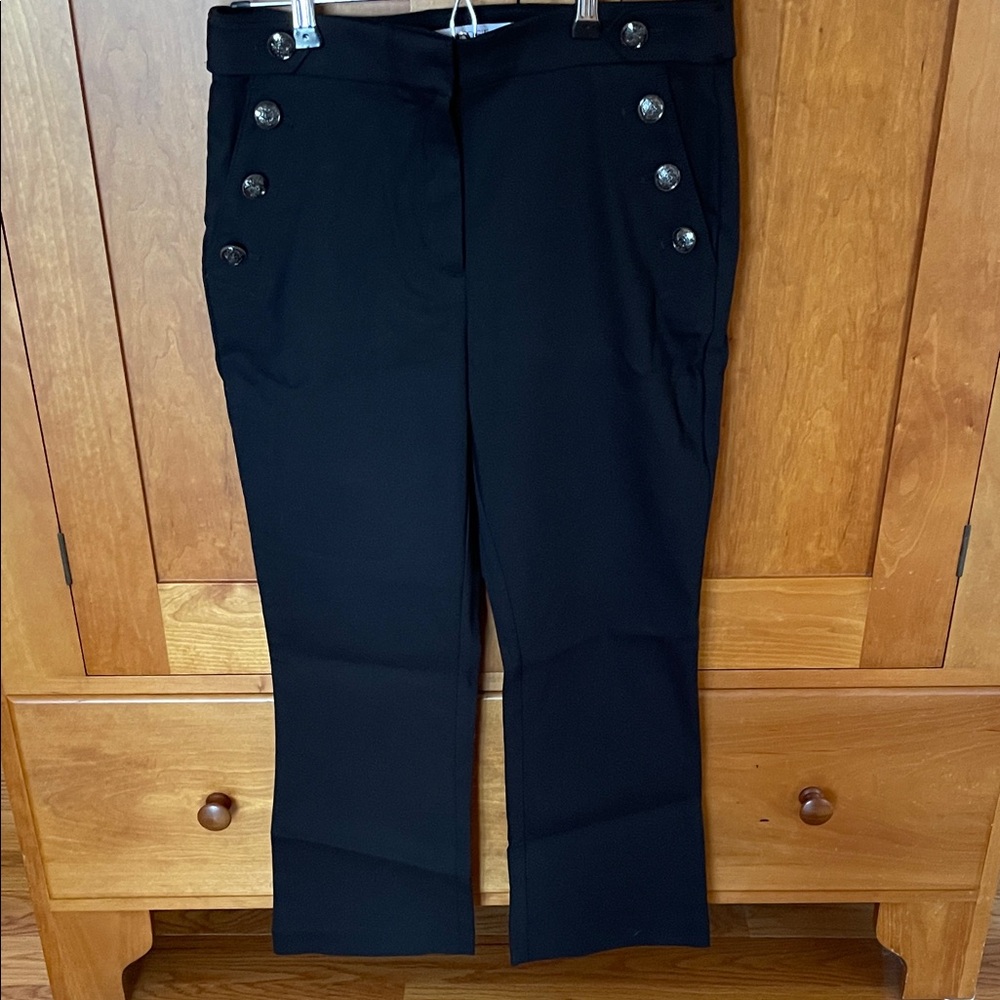 LOFT Black Women's Dress Pants with Decorative Button Details